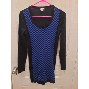 Xhilaration Blue & Black Chevron Paneled Sweater Dress